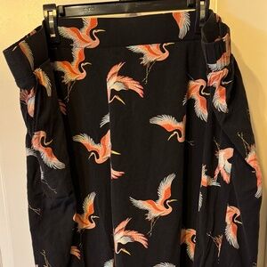Torrid Black Crane Print Wide-Leg Pants – Size 5 Short (5S)